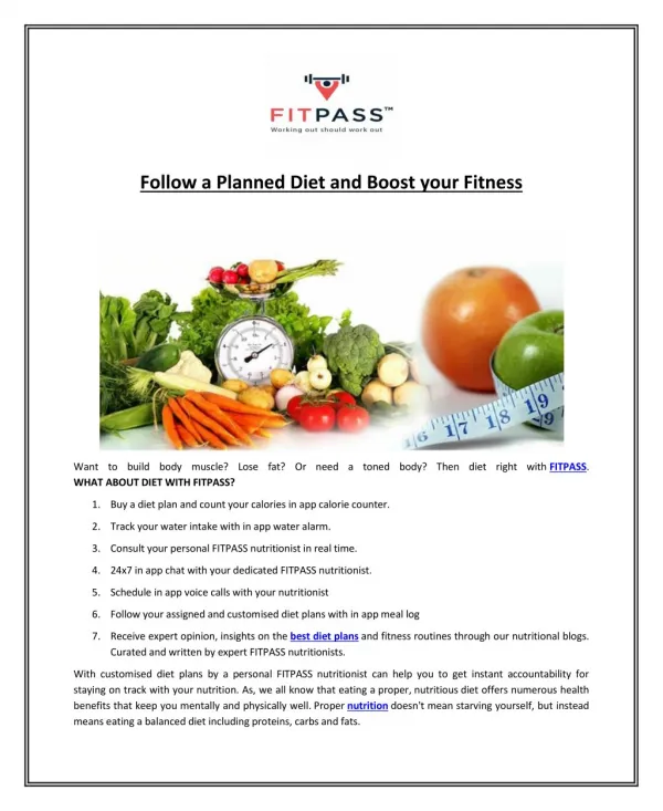 Follow a Planned Diet and Boost your Fitness