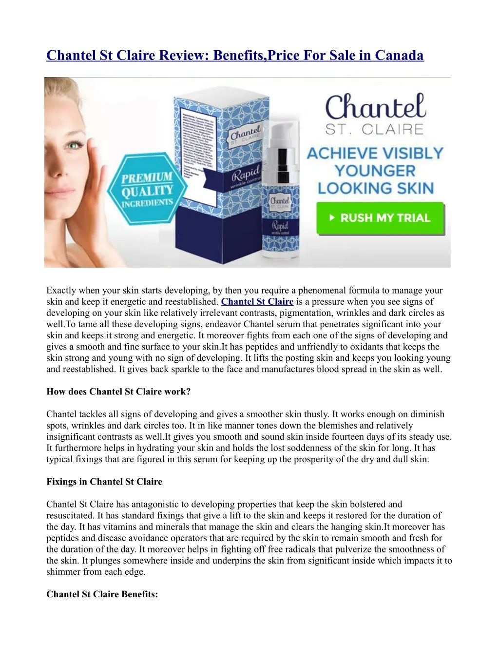 chantel st claire review benefits price for sale