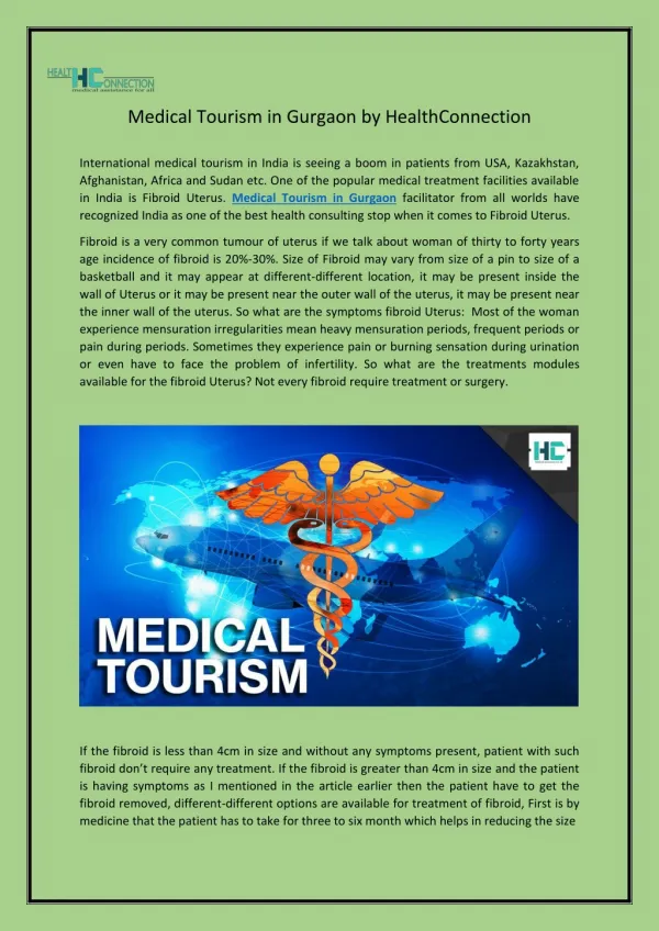 Medical Tourism in Gurgaon by HealthConnection