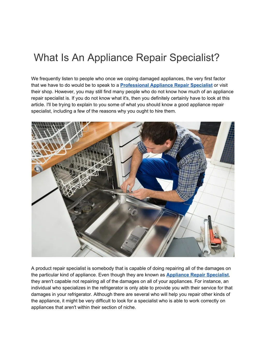 what is an appliance repair specialist