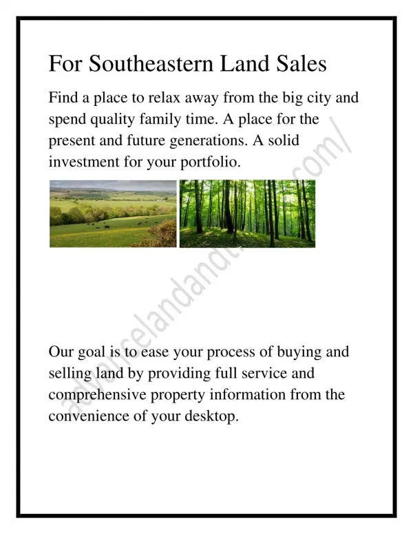 For Southeastern Land Sales