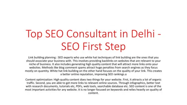 Top SEO Consultant in Delhi - SEO First Step