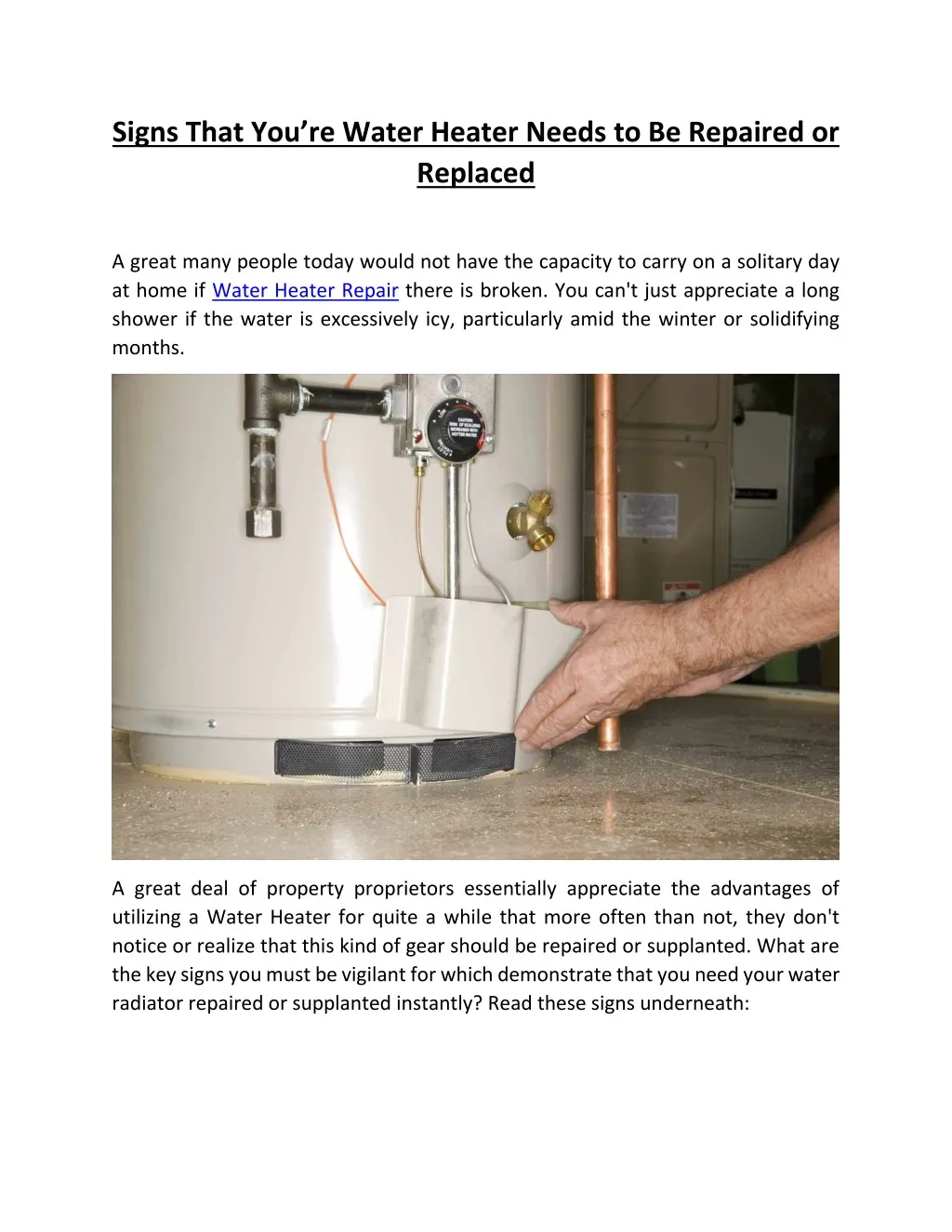 signs that you re water heater needs