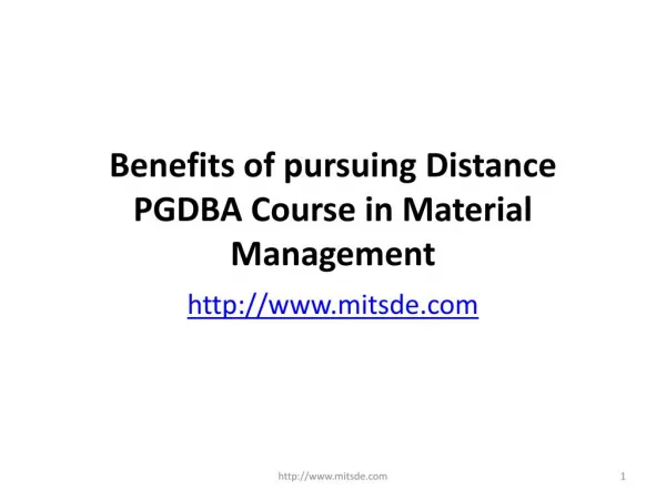 Benefits of pursuing Distance PGDBA Course in Material Management | Online MBA | Distance learning Course | MITSDE