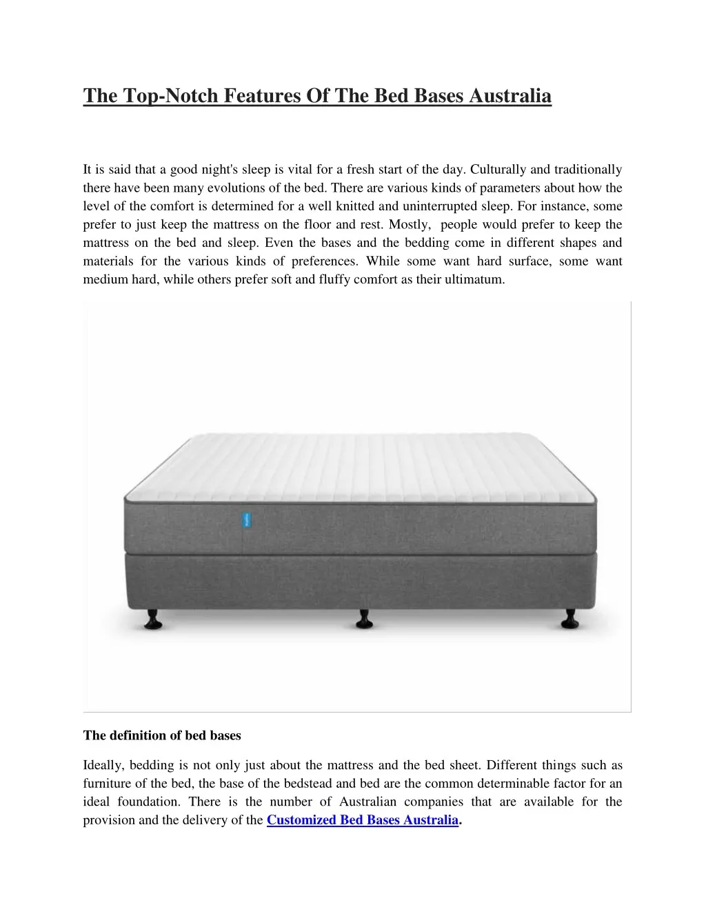 the top notch features of the bed bases australia