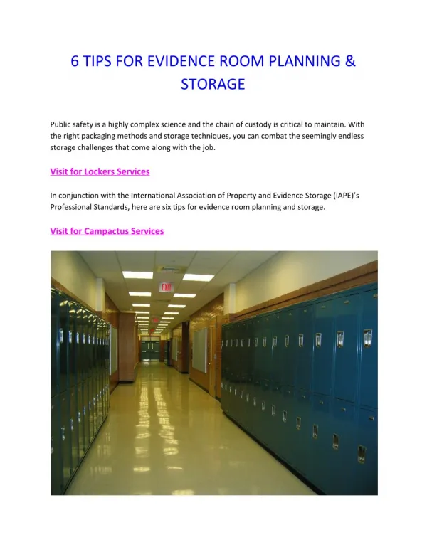 6 TIPS FOR EVIDENCE ROOM PLANNING & STORAGE