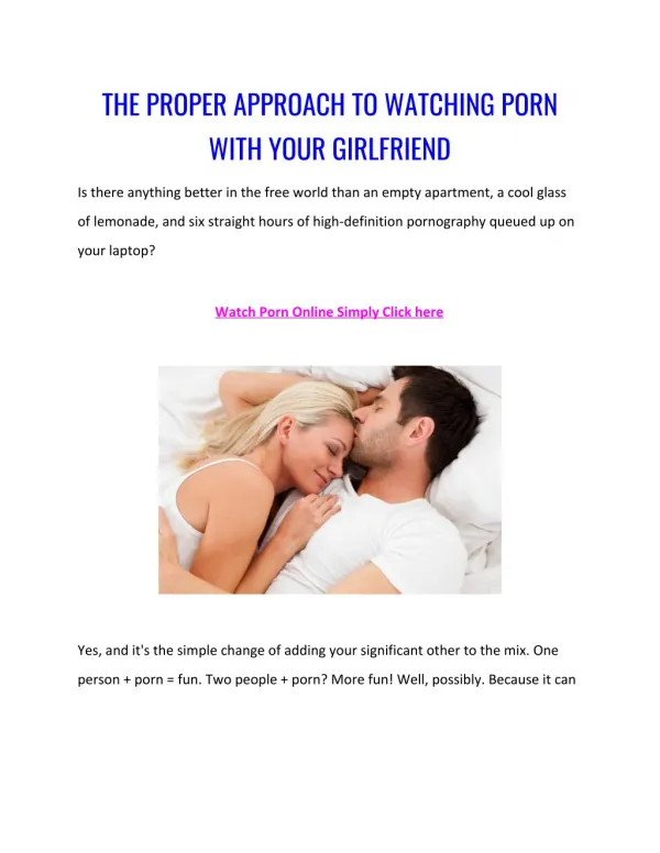 THE PROPER APPROACH TO WATCHING PORN WITH YOUR GIRLFRIEND
