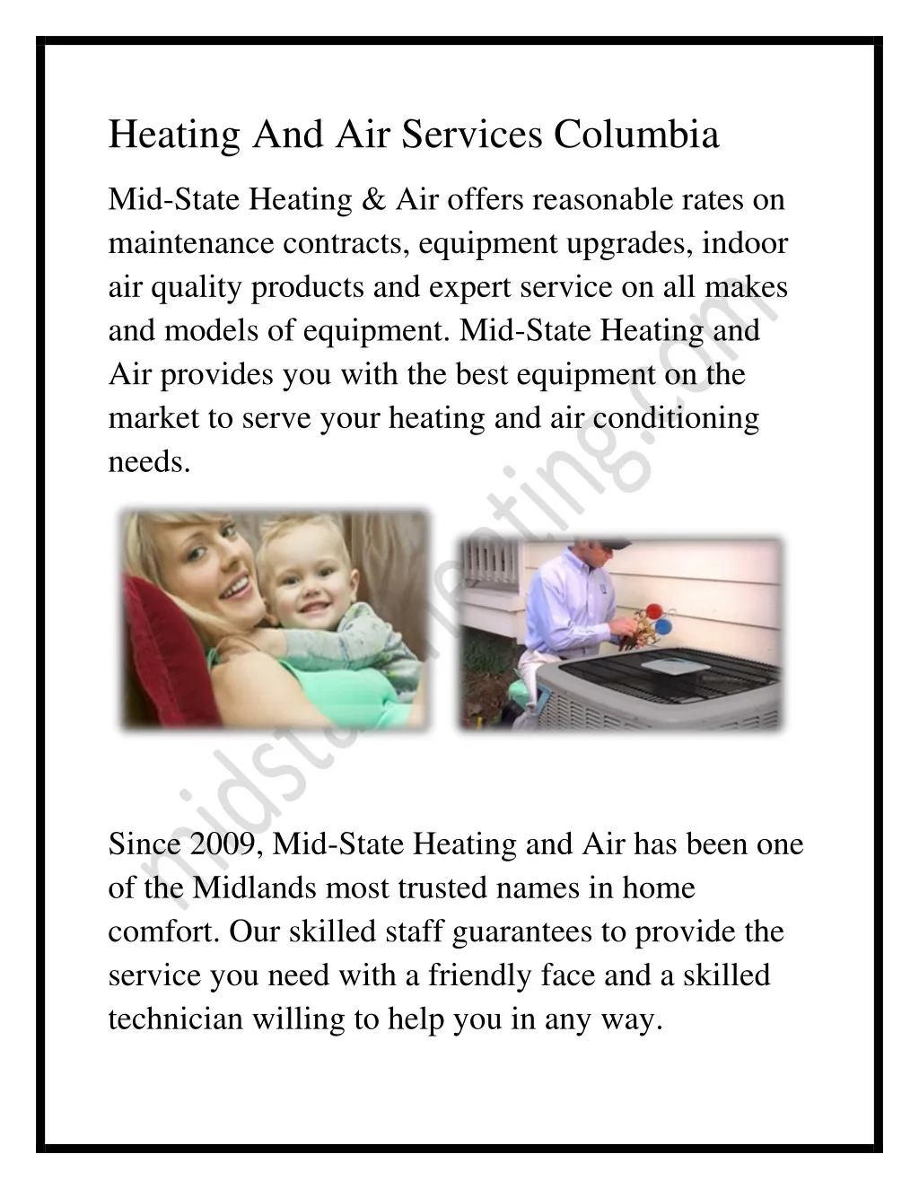 heating and air services columbia