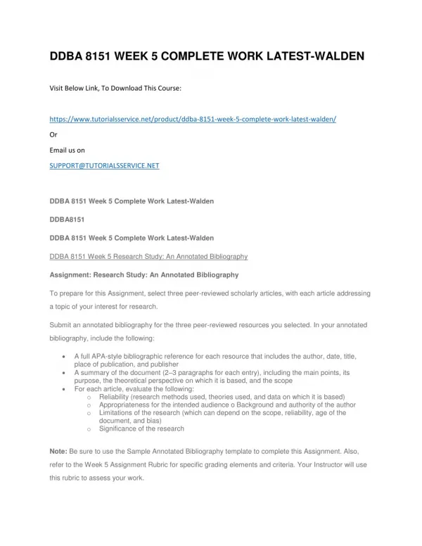 ddba 8151 week 5 complete work latest walden