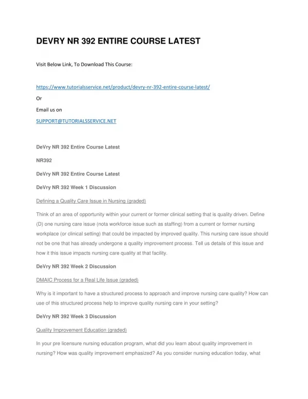 devry nr 392 entire course latest