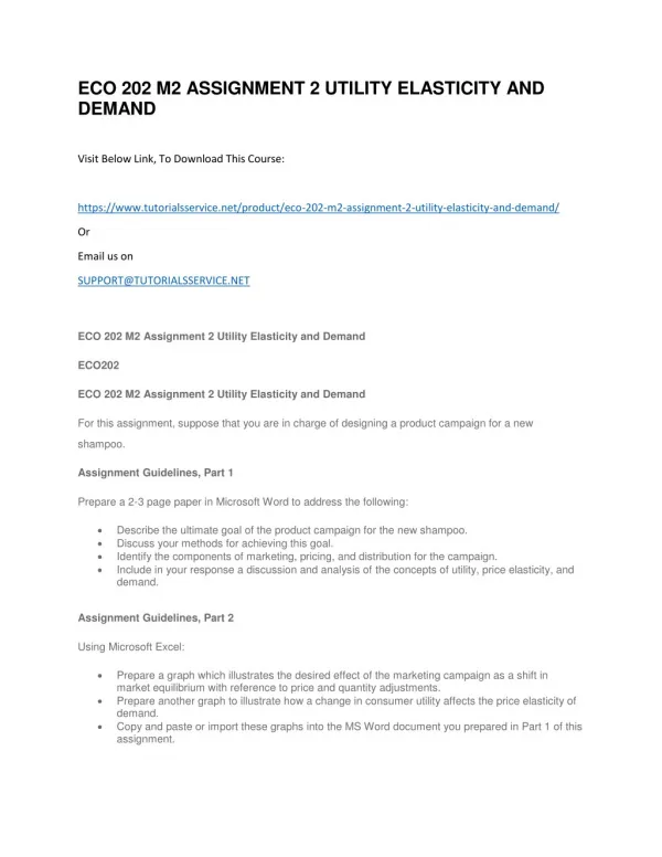 eco 202 m2 assignment 2 utility elasticity
