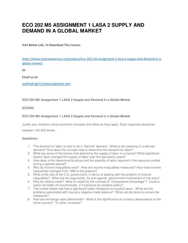 eco 202 m5 assignment 1 lasa 2 supply and demand
