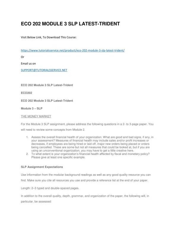 eco 202 module 3 slp latest trident