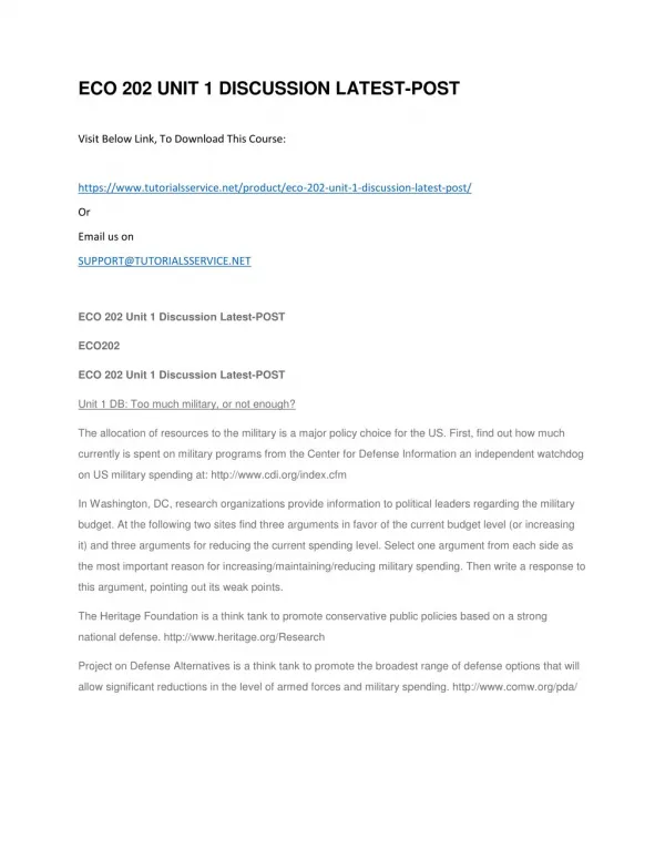 eco 202 unit 1 discussion latest post