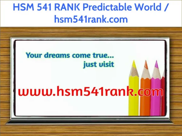 HSM 541 RANK Predictable World / hsm541rank.com