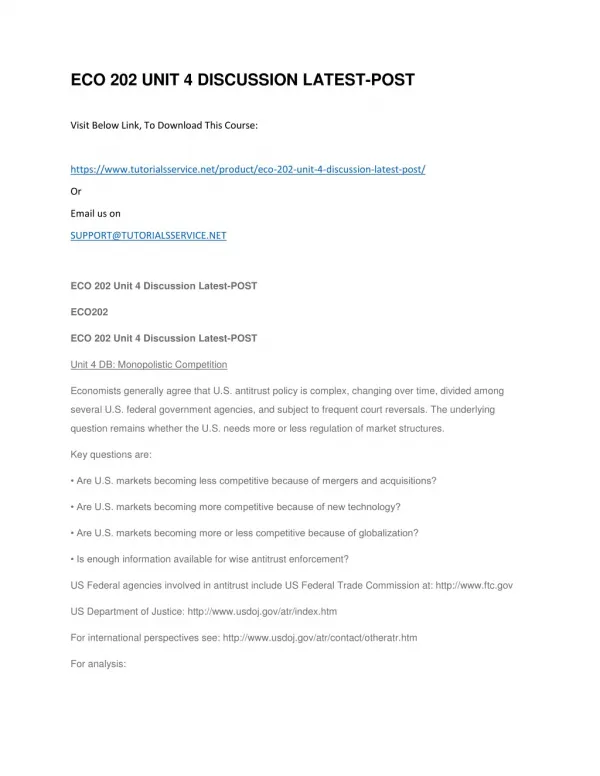 eco 202 unit 4 discussion latest post