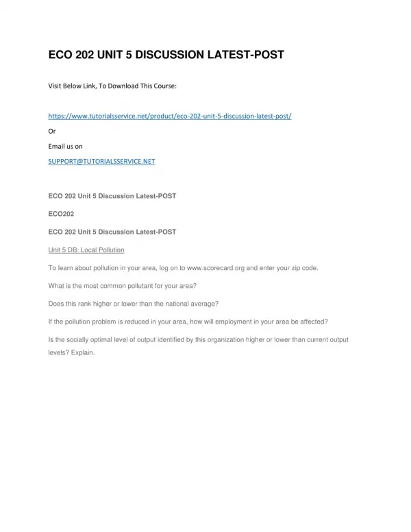 eco 202 unit 5 discussion latest post