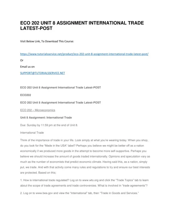 eco 202 unit 8 assignment international trade