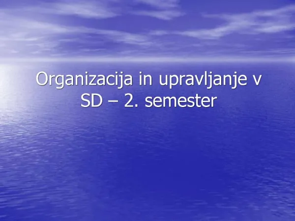 Organizacija in upravljanje v SD 2. semester