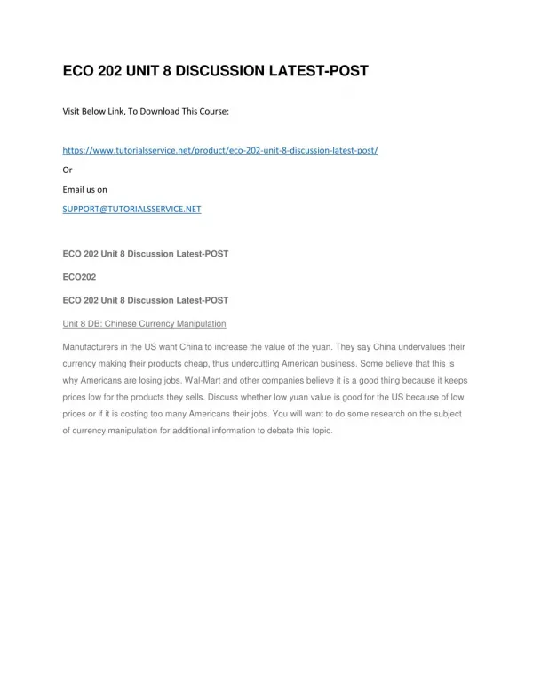 eco 202 unit 8 discussion latest post