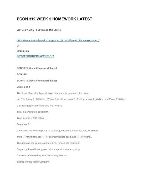 econ 312 week 5 homework latest