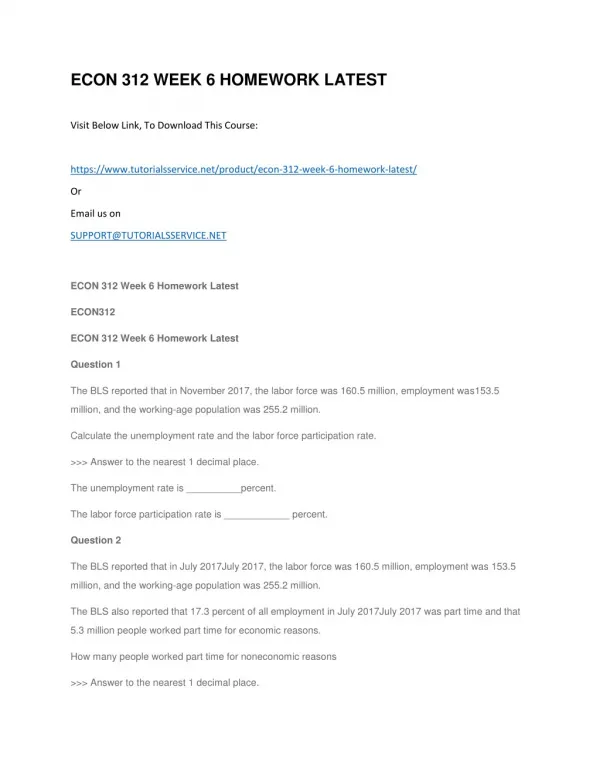 econ 312 week 6 homework latest