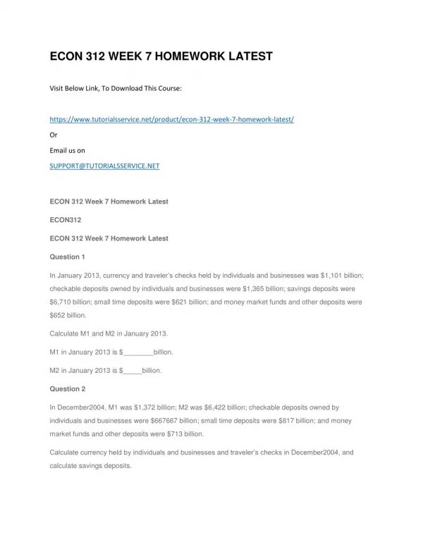 econ 312 week 7 homework latest