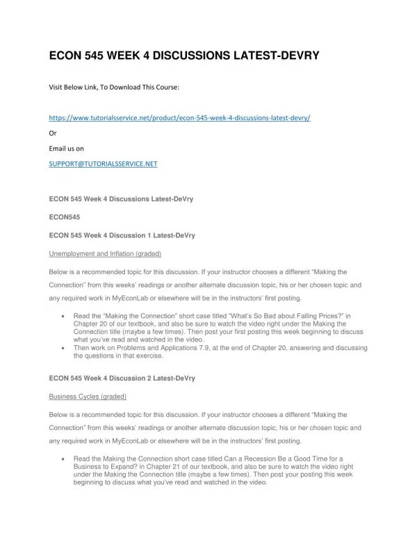 econ 545 week 4 discussions latest devry
