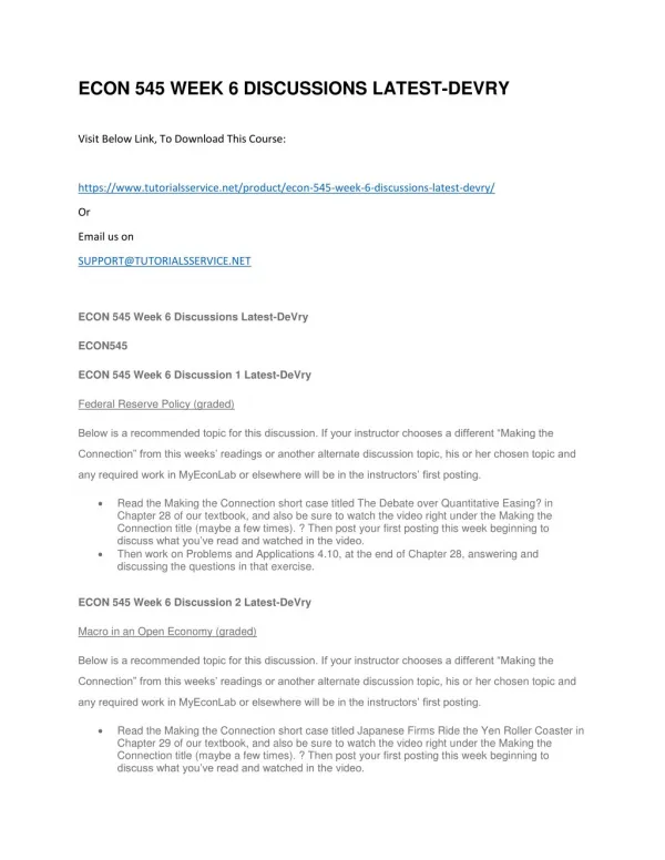 econ 545 week 6 discussions latest devry