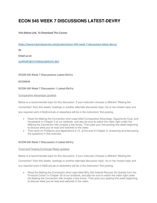 econ 545 week 7 discussions latest devry