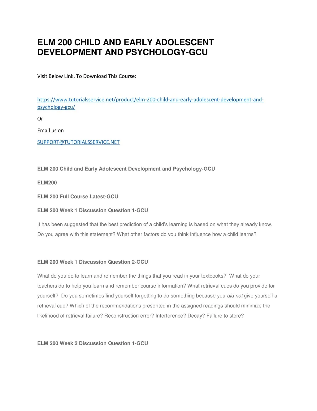 elm 200 child and early adolescent development