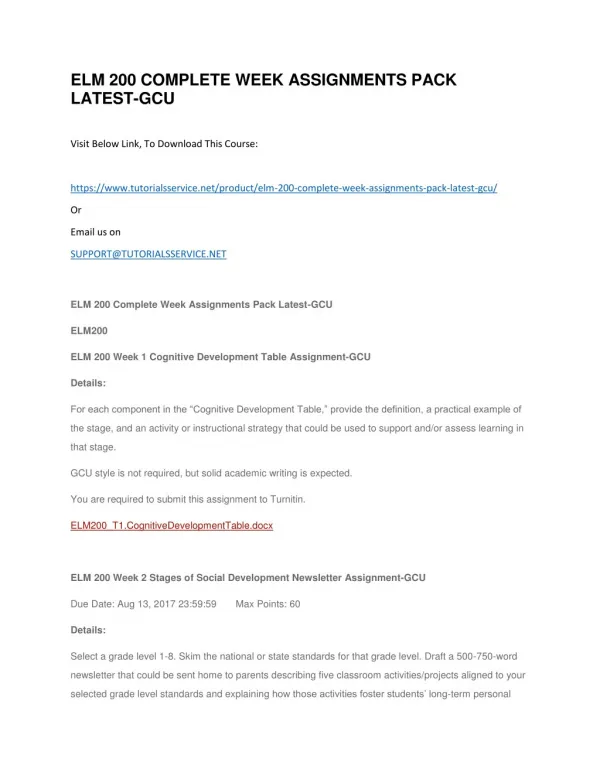 elm 200 complete week assignments pack latest gcu