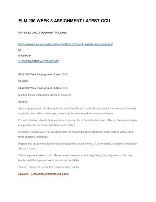 elm 200 week 3 assignment latest gcu