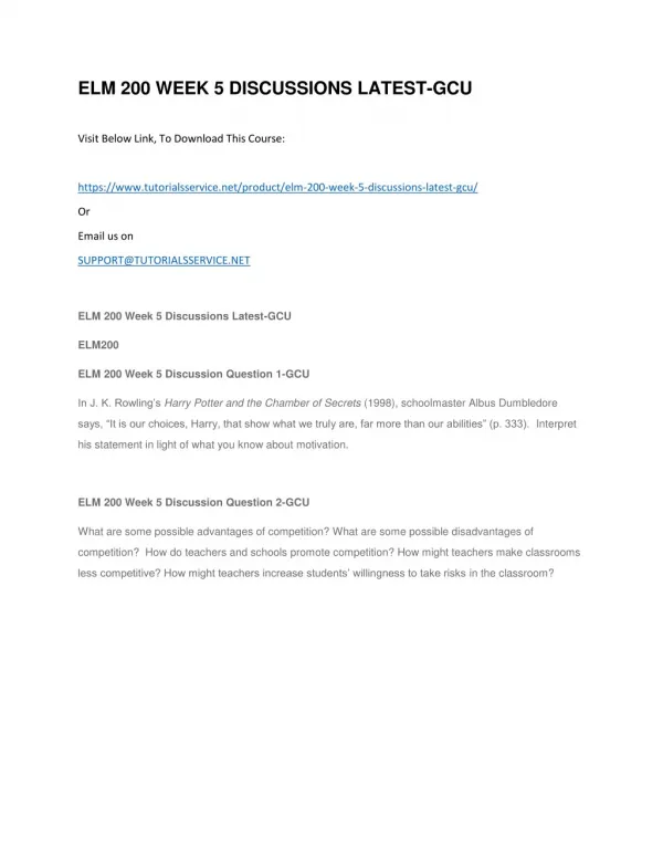 elm 200 week 5 discussions latest gcu