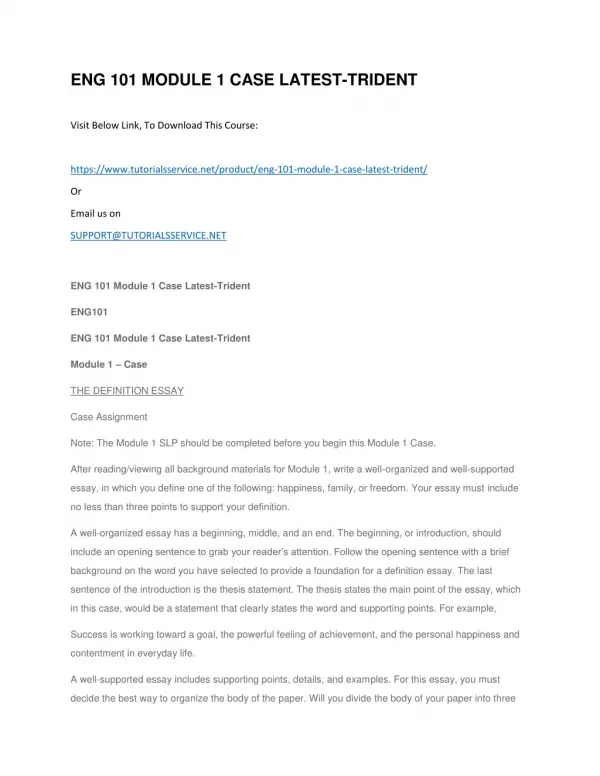 eng 101 module 1 case latest trident