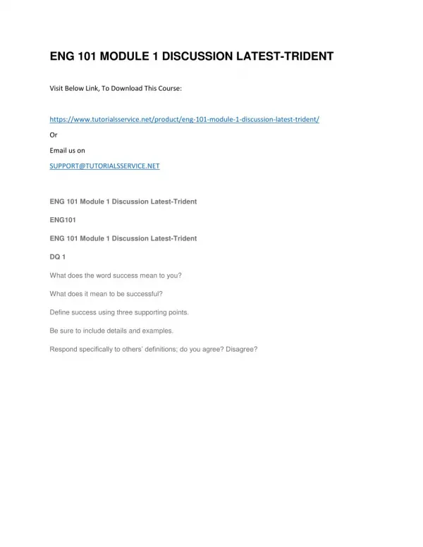 eng 101 module 1 discussion latest trident