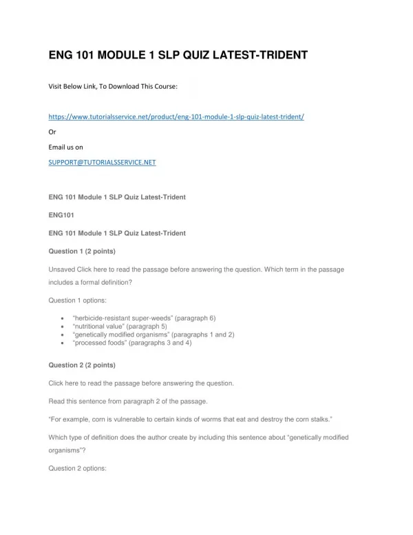 eng 101 module 1 slp quiz latest trident