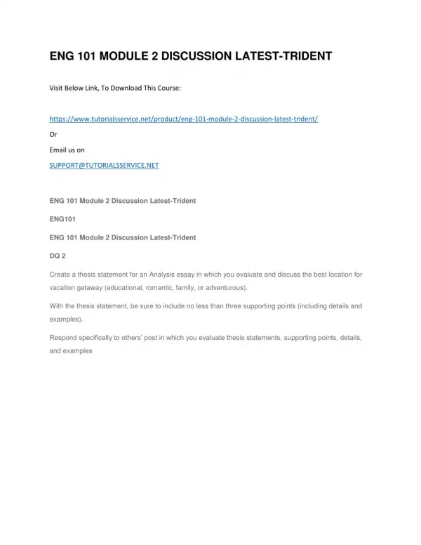 eng 101 module 2 discussion latest trident