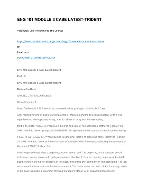 eng 101 module 3 case latest trident