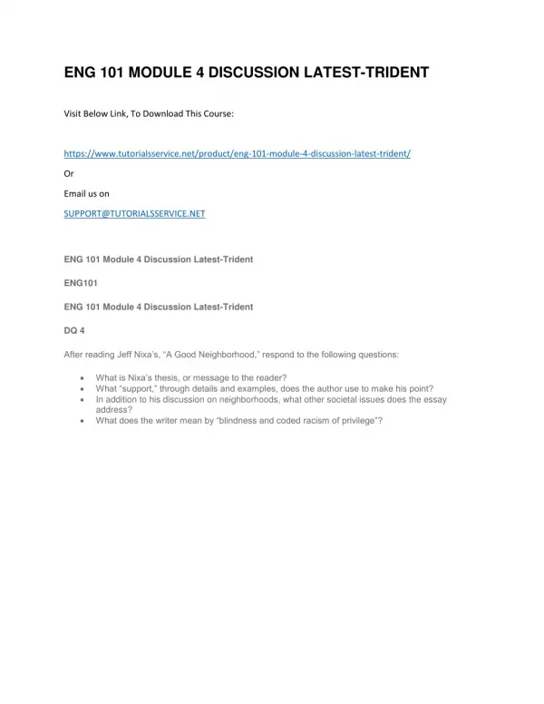 eng 101 module 4 discussion latest trident