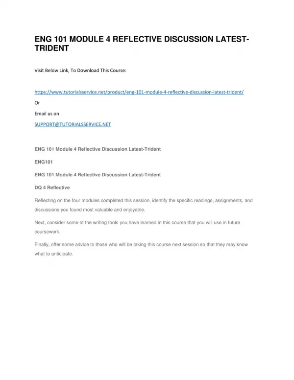 eng 101 module 4 reflective discussion latest