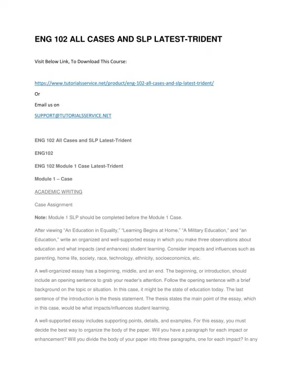 eng 102 all cases and slp latest trident