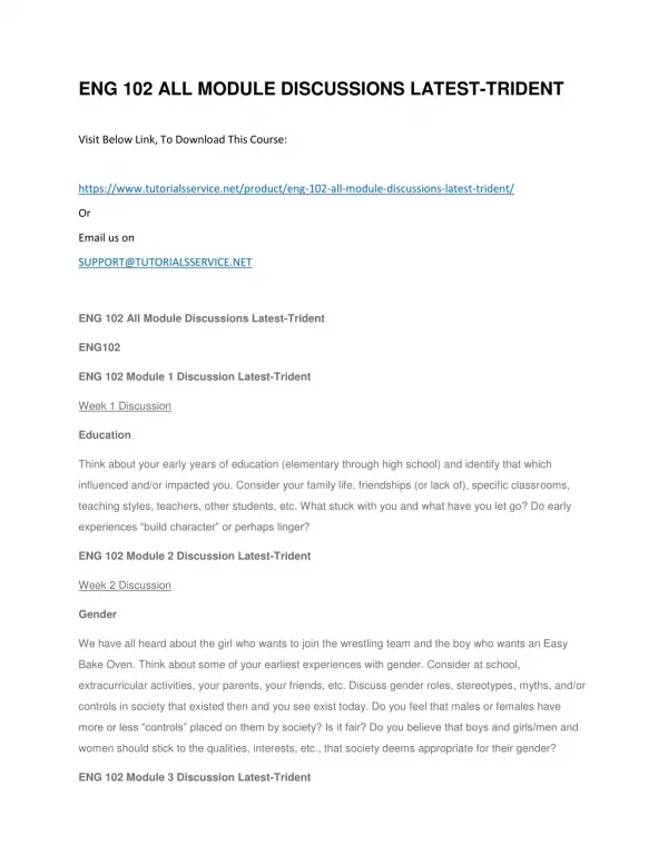eng 102 all module discussions latest trident