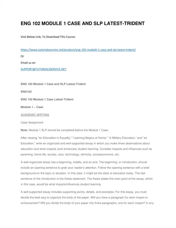 eng 102 module 1 case and slp latest trident