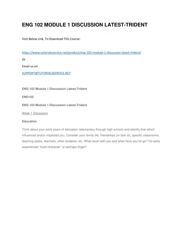 eng 102 module 1 discussion latest trident