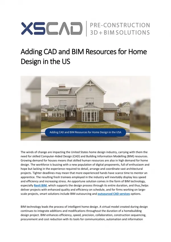 Adding CAD and BIM Resources for Home Design in the US