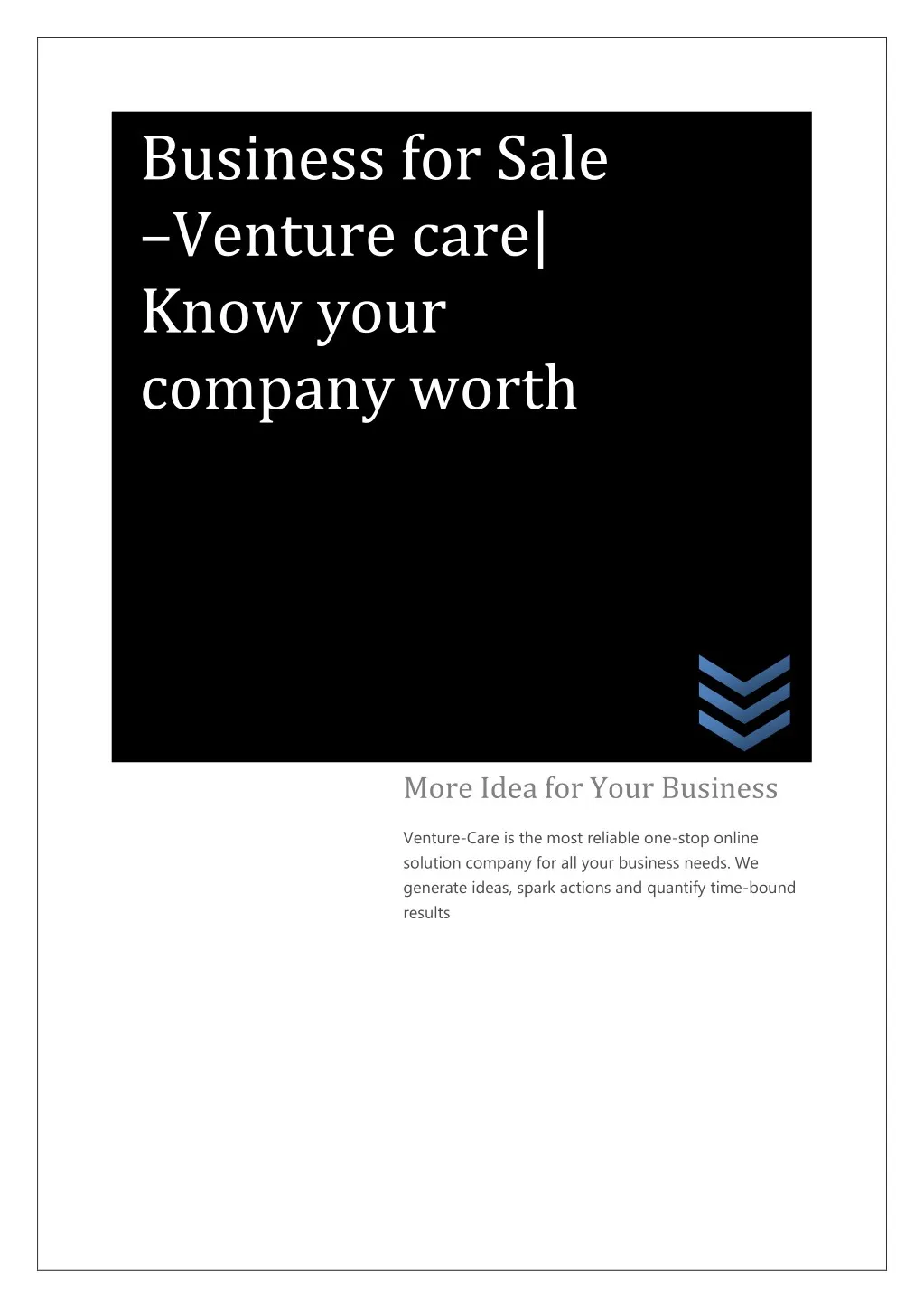 business for sale venture care know your company