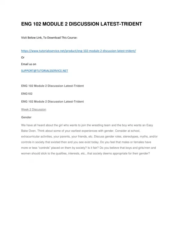 eng 102 module 2 discussion latest trident