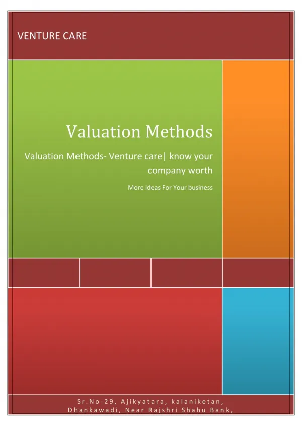 Valuation Methods- Venture care| know your company worth