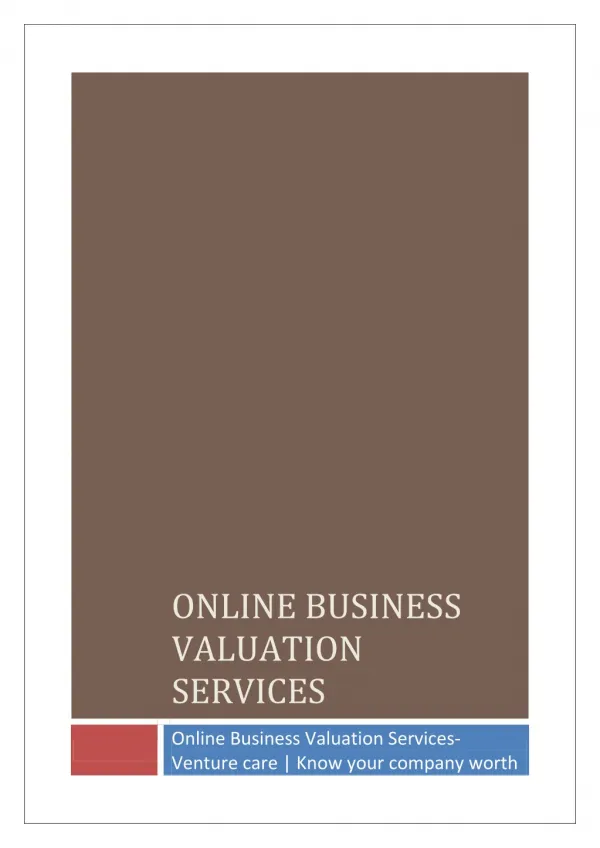 Online Business Valuation Services-Venture care | Know your company worth
